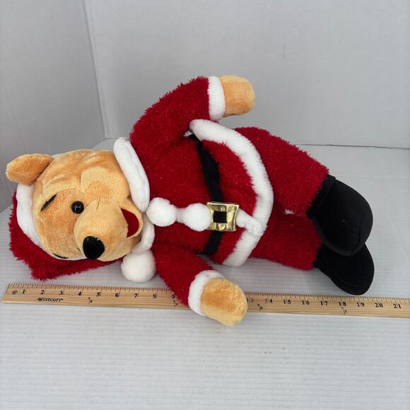 Disney Store Winnie Pooh Bear Plush as Santa Sparkle Red Suit Hat 19 Inch - Picture 7 of 10